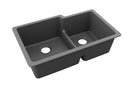 Elkay Quartz Classic 33" x 20-1/2" x 9-1/2" Double Bowl Undermount Sink with Aqua Divide Graphite ELGULBO3322GT0