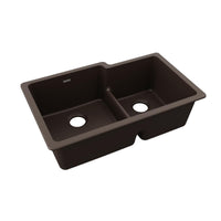 Elkay Quartz Classic 33" x 20-1/2" x 9-1/2", Offset 60/40 Double Bowl Undermount Sink with Aqua Divide, Mocha ELGULBO3322MC0
