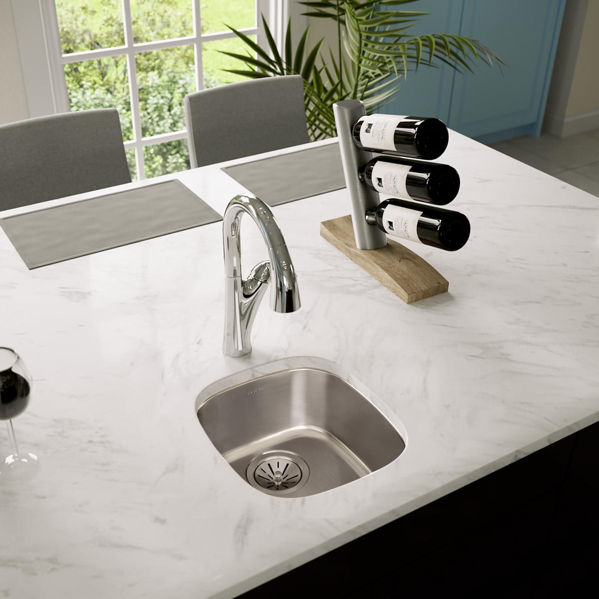 Elkay Lustertone Classic Stainless Steel, 14-1/4" x 15-3/4" x 5-15/16", Single Bowl Undermount Sink ELUH1113