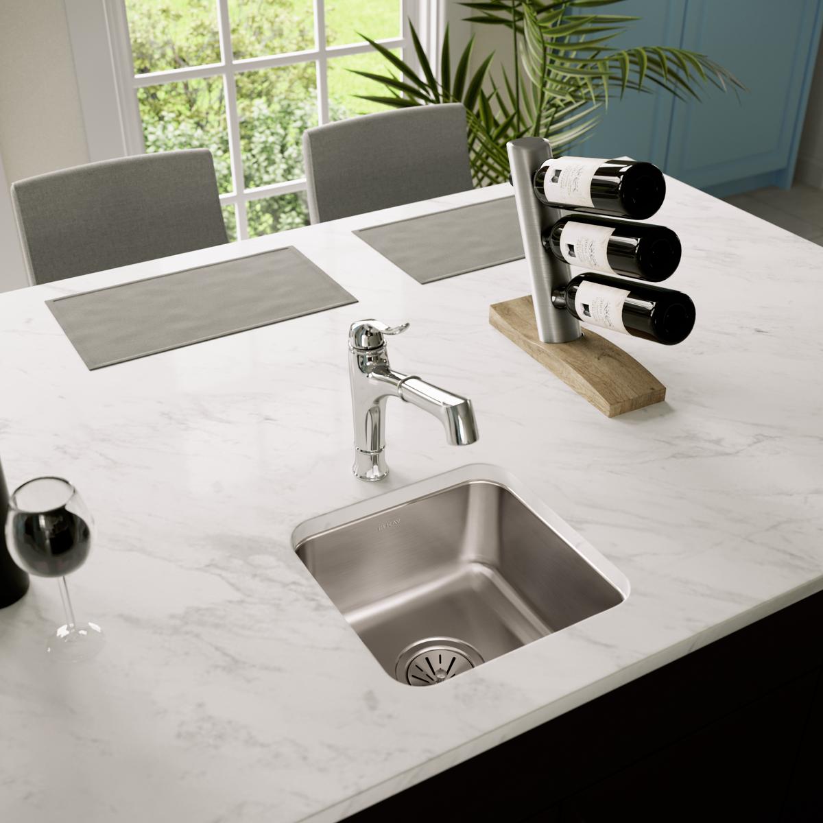 Elkay Lustertone Classic Stainless Steel 14-1/2" x 14-1/2" x 7", Single Bowl Undermount Sink ELUH1212