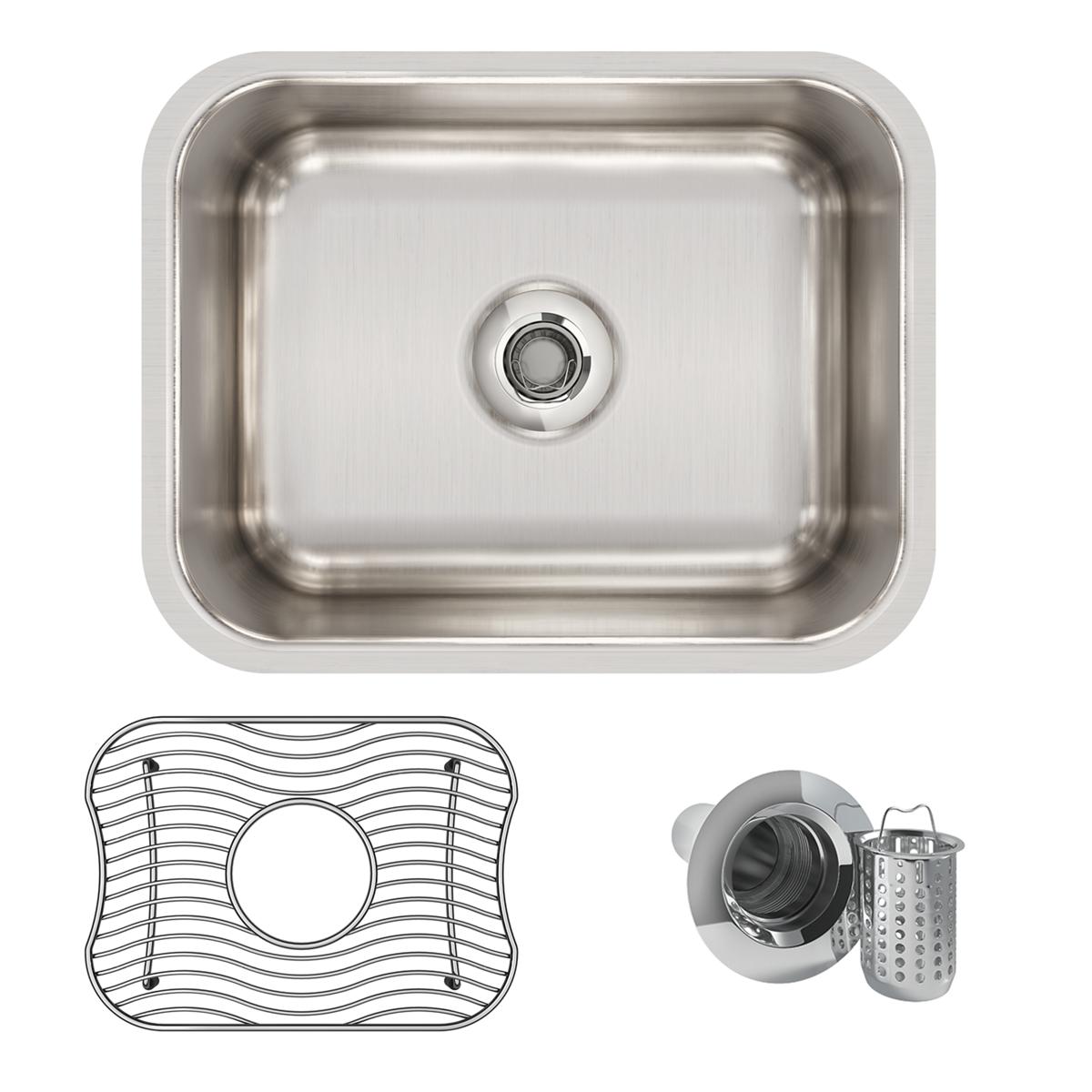 Elkay Lustertone Classic Stainless Steel 14-1/2" x 11-3/4" x 7", Single Bowl Undermount Bar Sink Kit ELUH129DBG