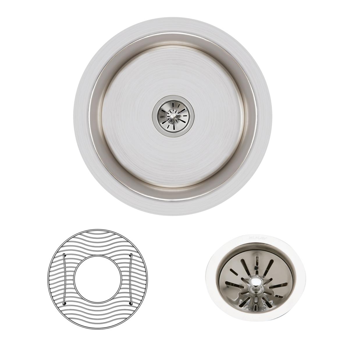 Elkay Lustertone Classic Stainless Steel 14-3/8" x 14-3/8" x 6", Single Bowl Undermount Sink Kit ELUH12FBDBG