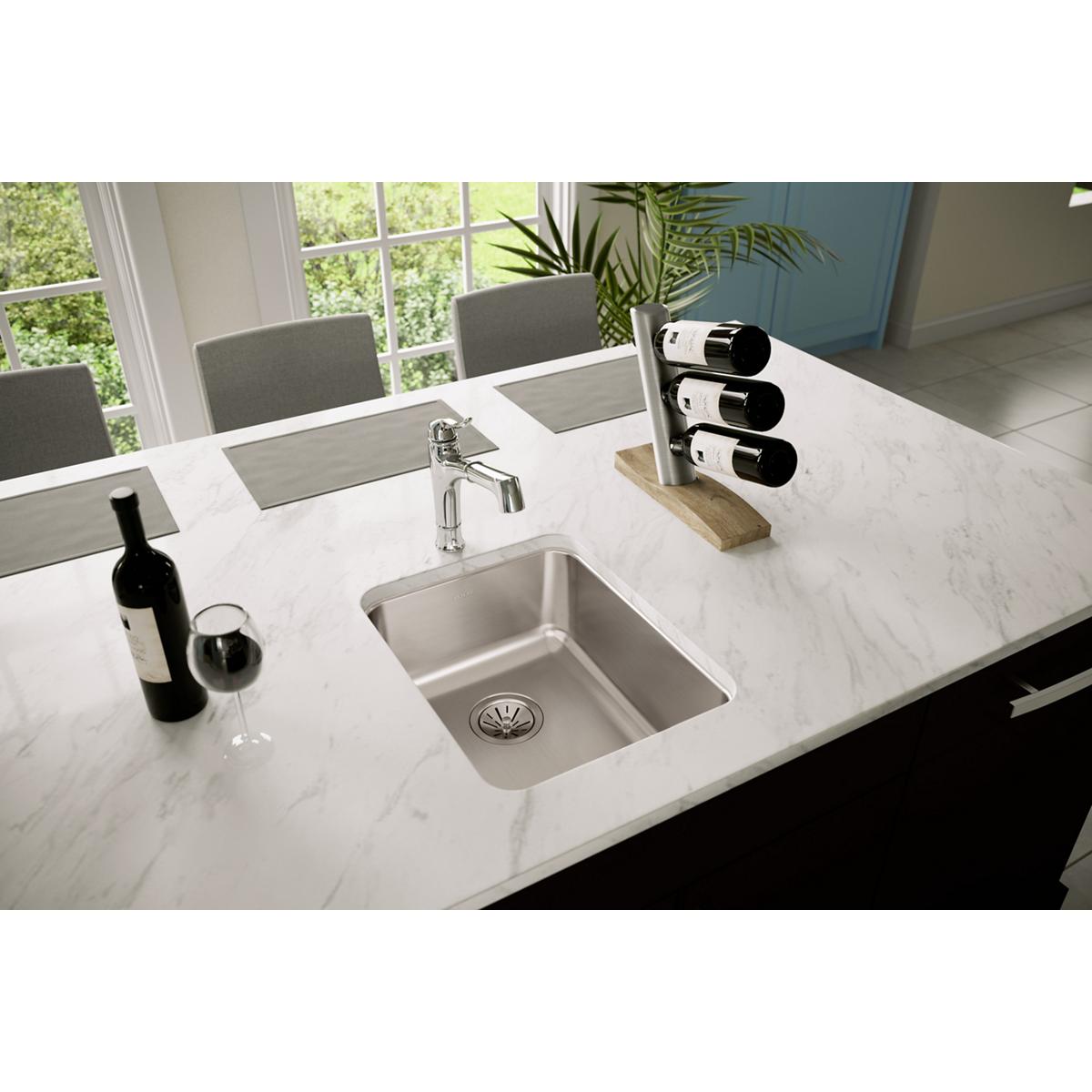 Elkay Lustertone Classic Stainless Steel, 16-1/2" x 20-1/2" x 7-7/8", Single Bowl Undermount Sink ELUH1418