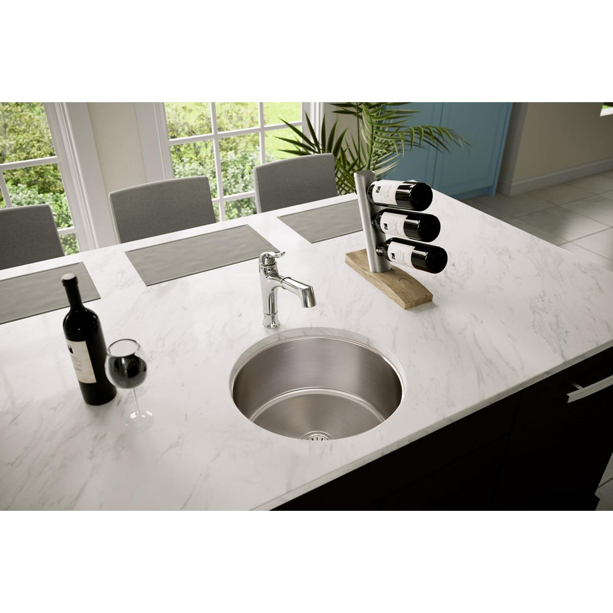 Elkay Lustertone Classic Stainless Steel 18-3/8" x 18-3/8" x 8", Single Bowl Undermount Sink ELUH16FB