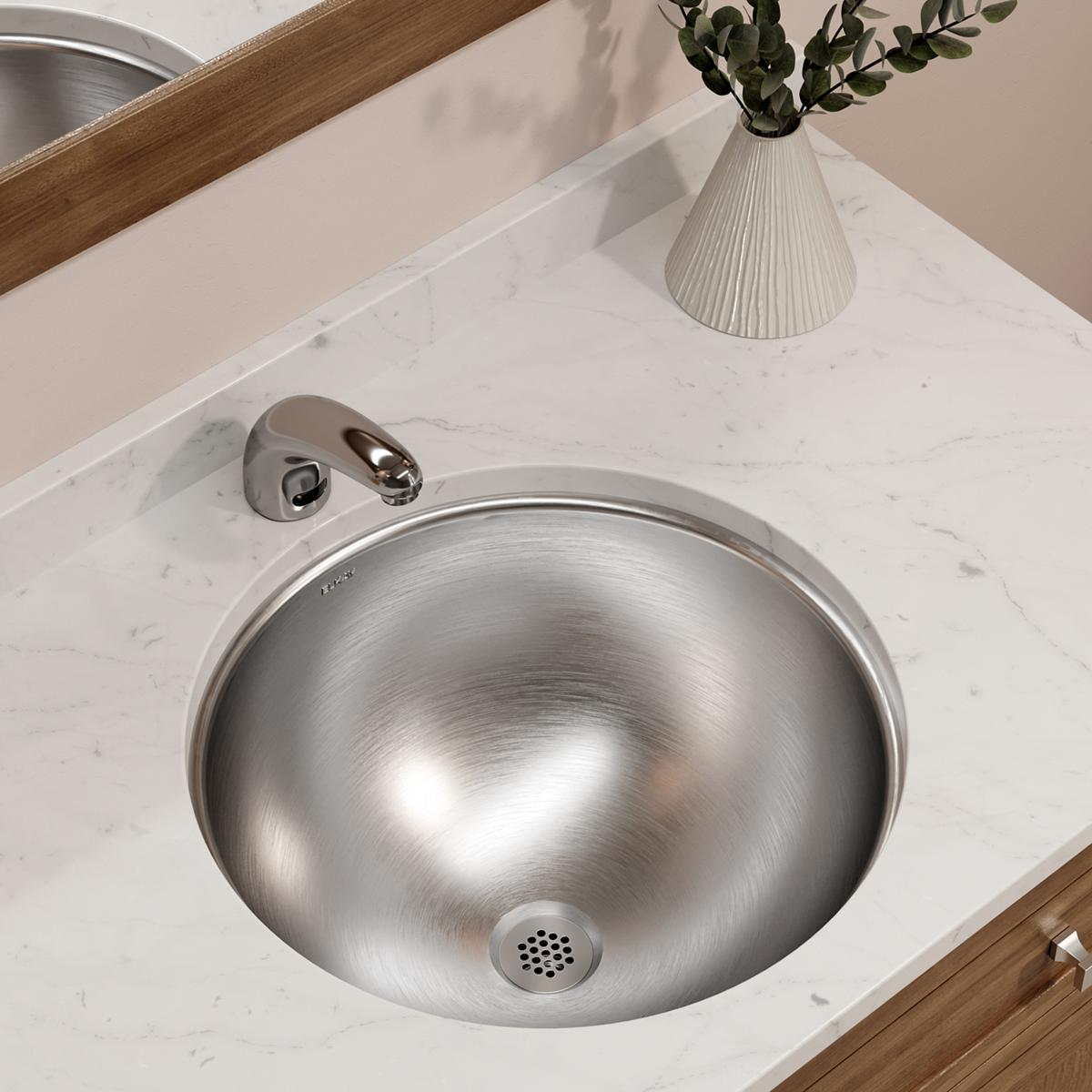 Elkay Asana Stainless Steel 18-3/8" x 18-3/8" x 8", Single Bowl Undermount Bathroom Sink with Overflow ELUH16LV
