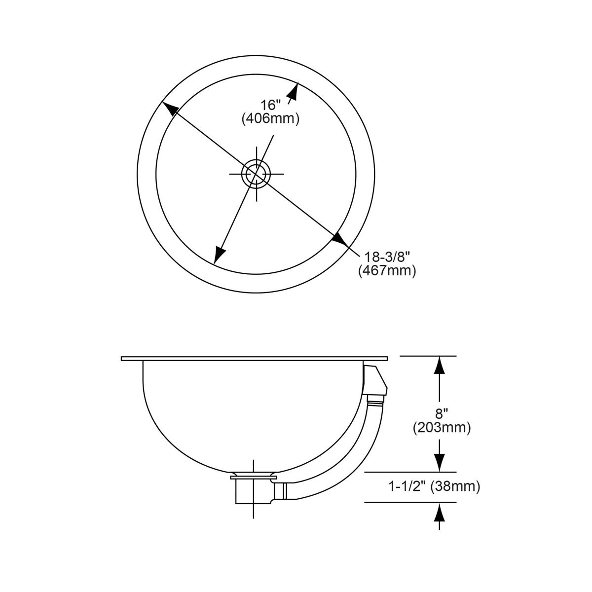 Elkay Asana Stainless Steel 18-3/8" x 18-3/8" x 8", Single Bowl Undermount Bathroom Sink with Overflow ELUH16LV
