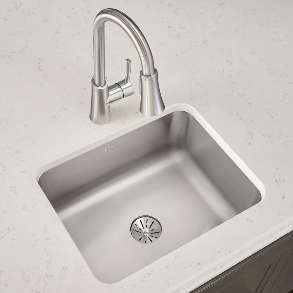Elkay Lustertone Classic Stainless Steel 20-1/2" x 16-1/2" x 7-7/8" Single Bowl Undermount Sink with Perfect Drain ELUH1814PD
