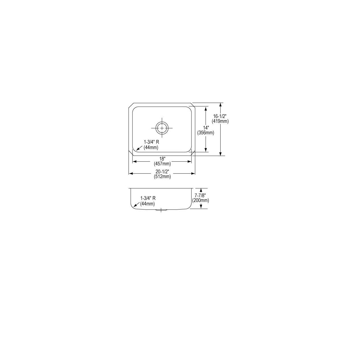 Elkay Lustertone Classic Stainless Steel 20-1/2" x 16-1/2" x 7-7/8", Single Bowl Undermount Sink ELUH1814