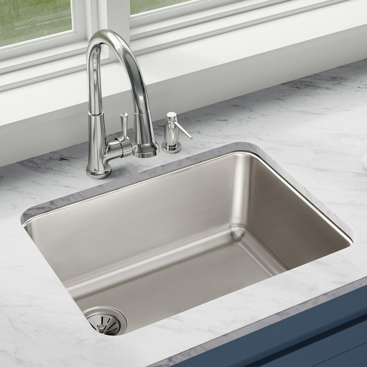 Elkay Lustertone Classic Stainless Steel 25-1/2" x 19-1/4" x 10", Single Bowl Undermount Sink with Left Drain ELUH231710L