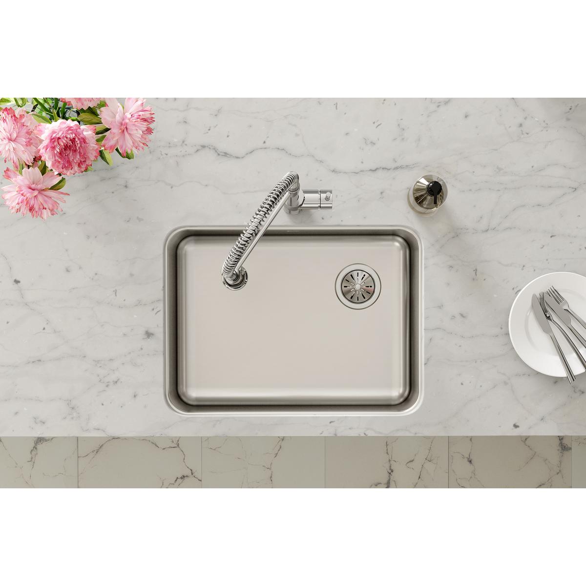 Elkay Lustertone Classic Stainless Steel 25-1/2" x 19-1/4" x 8", Single Bowl Undermount Sink with Right Drain ELUH2317R
