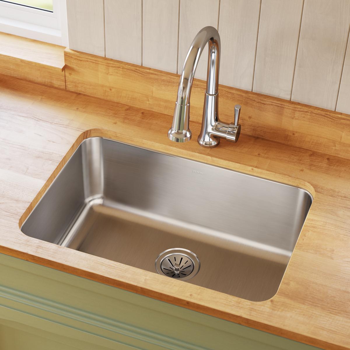 Elkay Lustertone Classic Stainless Steel 26-1/2" x 18-1/2" x 10", Single Bowl Undermount Sink ELUH241610