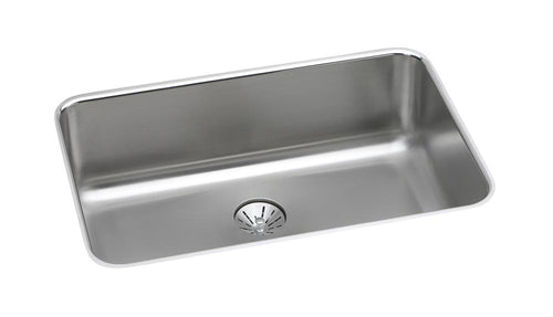 Elkay Lustertone Classic Stainless Steel 26-1/2" x 18-1/2" x 8" Single Bowl Undermount Sink with Perfect Drain ELUH2416PD