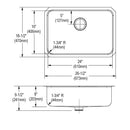 Elkay Lustertone Classic Stainless Steel 26-1/2" x 18-1/2" x 8" Single Bowl Undermount Sink with Perfect Drain ELUH2416PD
