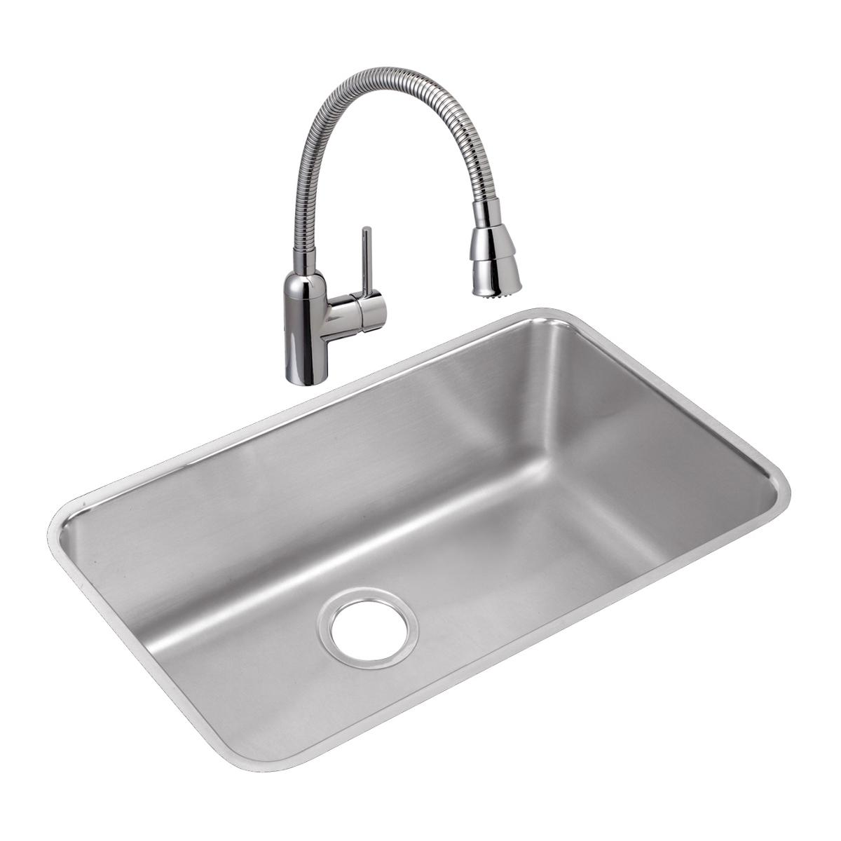 Elkay Lustertone Classic Stainless Steel 30-1/2" x 18-1/2" x 10", Single Bowl Undermount Sink ELUH281610