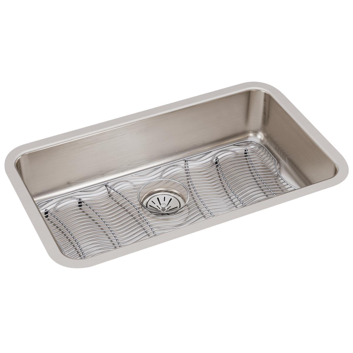 Elkay Lustertone Classic Stainless Steel 30-1/2" x 18-1/2" x 7-1/2", Single Bowl Undermount Sink Kit ELUH2816DBG