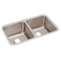 Elkay Lustertone Classic Stainless Steel 30-3/4" x 18-1/2" x 10", Equal Double Bowl Undermount Sink ELUH311810