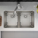 Elkay Lustertone Iconix 18 Gauge Stainless Steel 32-3/4" x 19-1/2" x 9" Double Bowl Undermount Sink Kit with Filtered Faucet ELUH3118TFLC