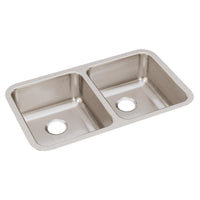 Elkay Lustertone Classic Stainless Steel 30-3/4" x 18-1/2" x 7-7/8", Equal Double Bowl Undermount Sink ELUH3118