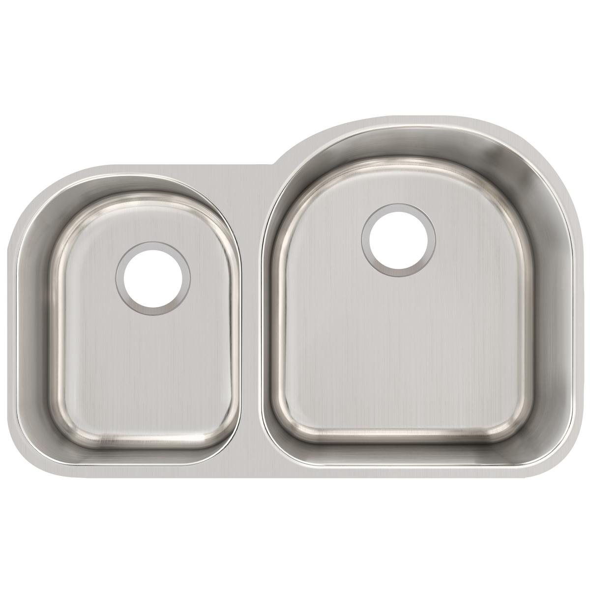Elkay Lustertone Classic Stainless Steel 31-1/4" x 20" x 10", Offset 40/60 Double Bowl Undermount Sink ELUH311910L