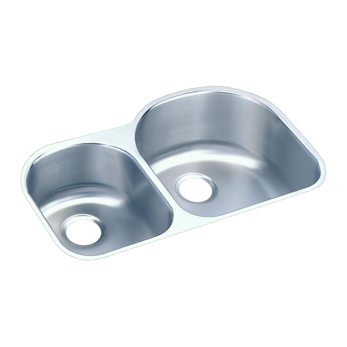 Elkay Lustertone Classic Stainless Steel 31-1/4" x 20" x 10", Offset 40/60 Double Bowl Undermount Sink Kit ELUH311910LDBG
