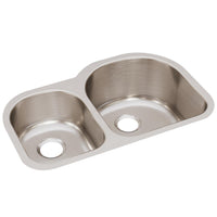 Elkay Lustertone Classic Stainless Steel 31-1/4" x 20" x 10", Offset 40/60 Double Bowl Undermount Sink ELUH311910L