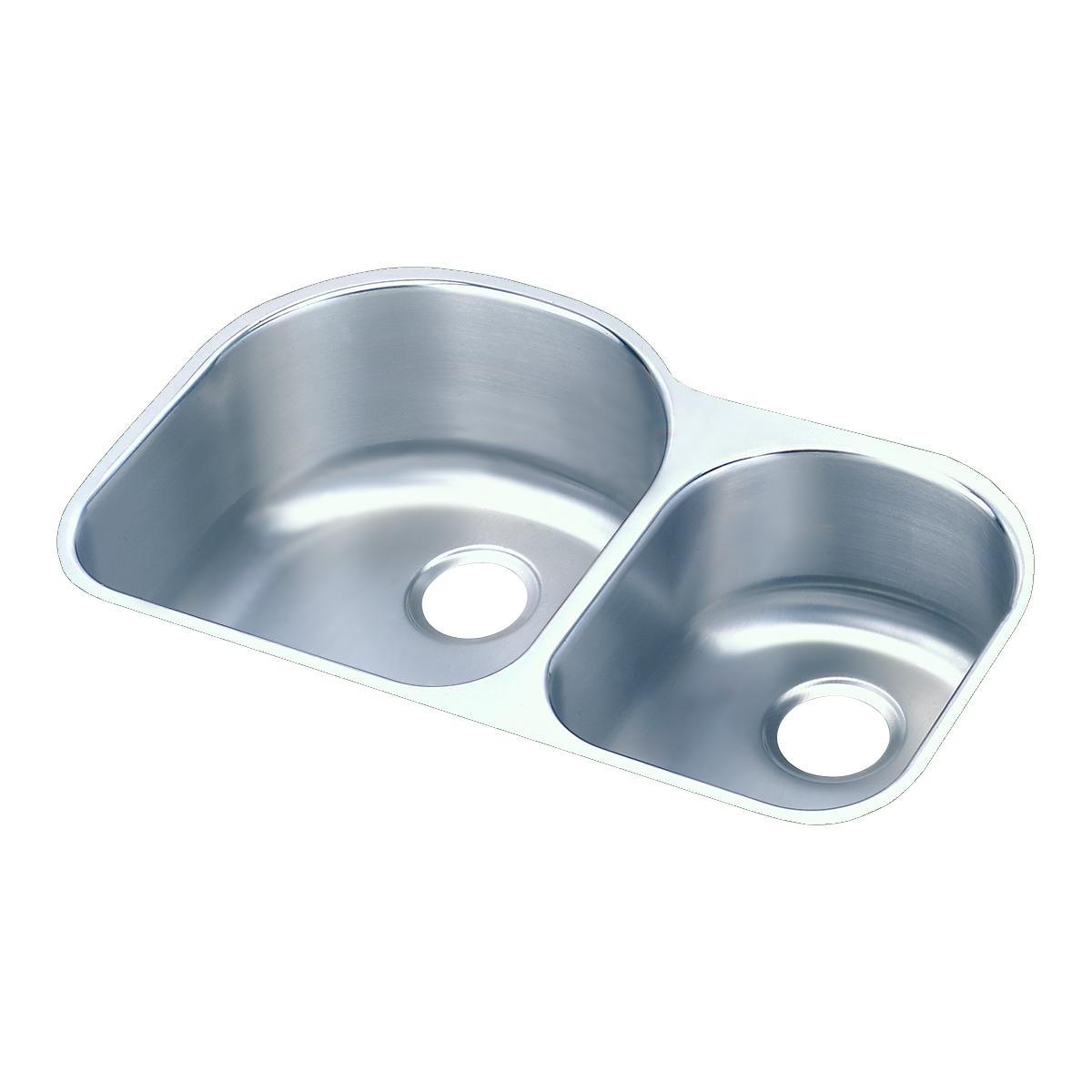 Elkay Lustertone Classic Stainless Steel 31-1/4" x 20" x 10", Offset 60/40 Double Bowl Undermount Sink Kit ELUH311910RDBG