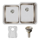 Elkay Lustertone Classic Stainless Steel 31-1/4" x 20-1/2" x 9-7/8" Double Bowl Undermount Sink Kit with Left Perfect Drain ELUH3120LPDBG