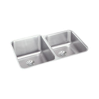 Elkay Lustertone Classic Stainless Steel, 31-1/4" x 20-1/2" x 5-3/8", Double Bowl Undermount ADA Sink w/Perfect Drain ELUHAD312055RPD
