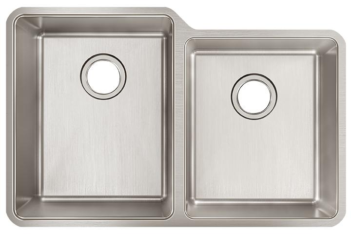 Elkay Lustertone Iconix 18 Gauge Stainless Steel 31-1/4" x 20-1/2" x 9" Double Bowl Undermount Sink with Right Small Bowl ELUH3120RT