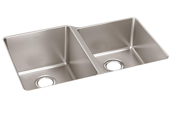 Elkay Lustertone Iconix 18 Gauge Stainless Steel 31-1/4" x 20-1/2" x 9" Double Bowl Undermount Sink with Right Small Bowl ELUH3120RT