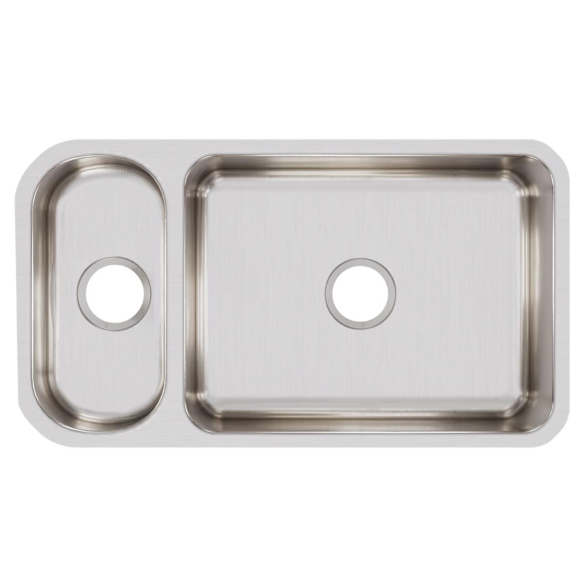 Elkay Lustertone Classic Stainless Steel 32-1/4" x 18-1/4" x 7-3/4", 30/70 Double Bowl Undermount Sink ELUH3219