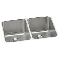 Elkay Lustertone Classic Stainless Steel 31-1/4" x 20" x 7-7/8" Double Bowl Undermount Sink with Perfect Drain ELUH3220PD