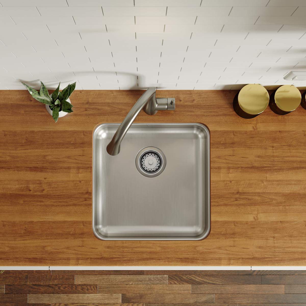 Elkay Lustertone Classic Stainless Steel, 18-1/2" x 18-1/2" x 5-3/8", Single Bowl Undermount ADA Sink ELUHAD161655