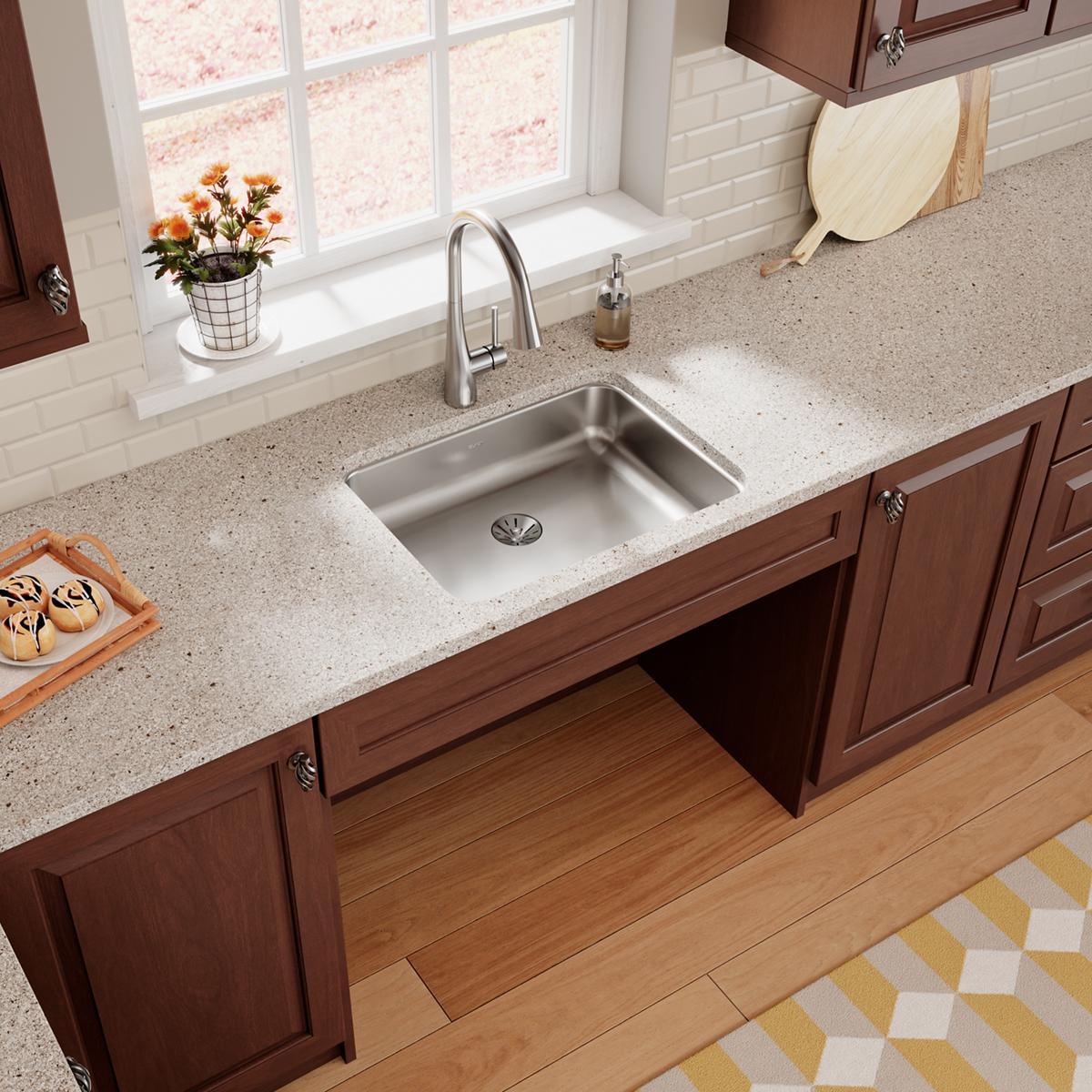 Elkay Lustertone Classic Stainless Steel, 23-1/2" x 18-1/4" x 4-3/8", Single Bowl Undermount ADA Sink w/Perfect Drain ELUHAD211545PD