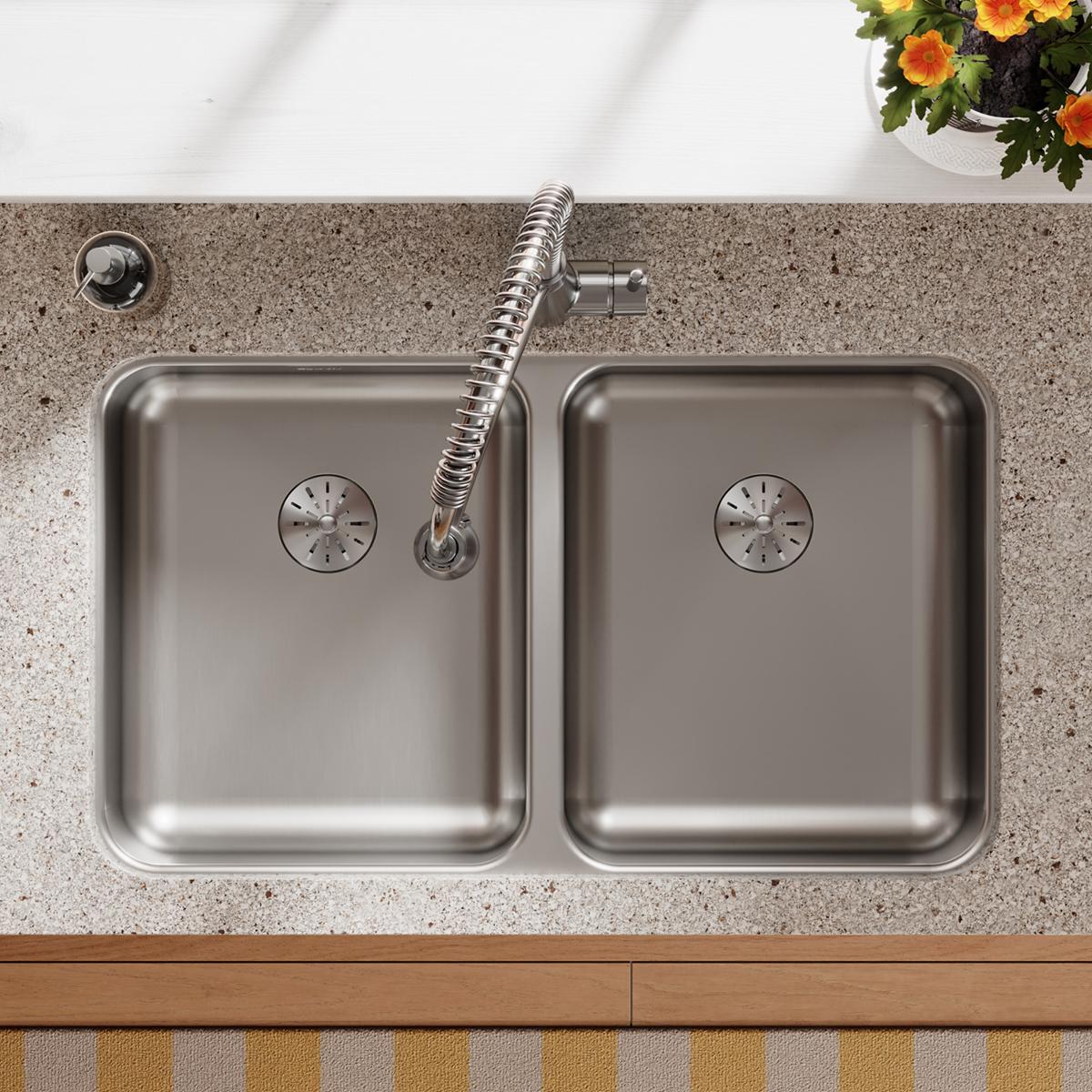 Elkay Lustertone Classic Stainless Steel, 30-3/4" x 18-1/2" x 5-3/8", Double Bowl Undermount ADA Sink w/Perfect Drain ELUHAD311855PD