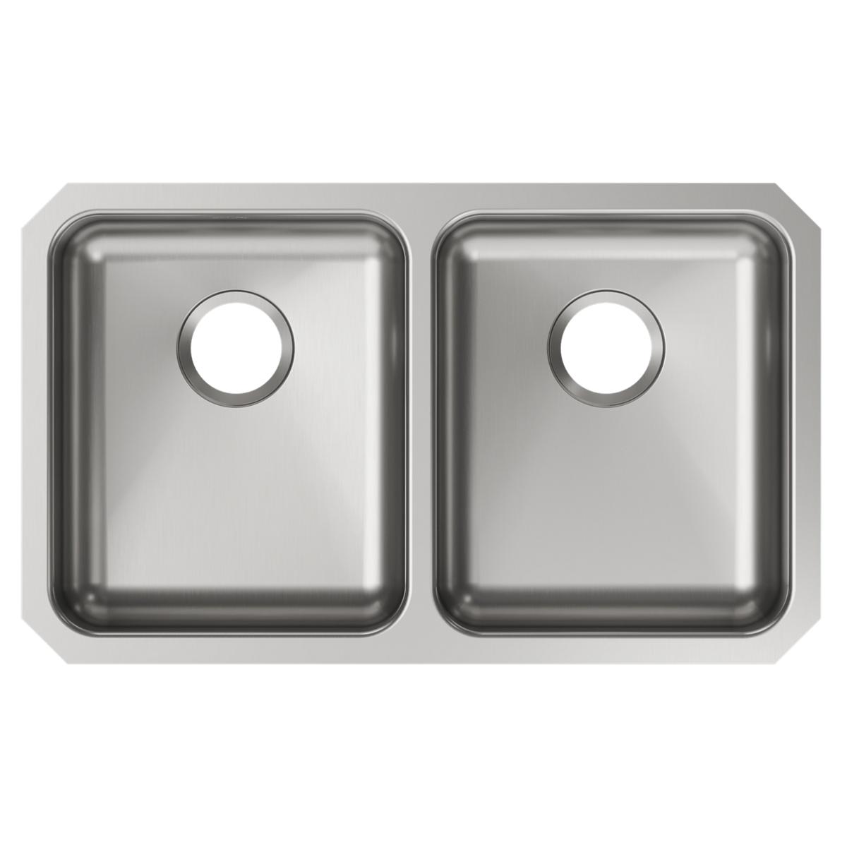 Elkay Lustertone Classic Stainless Steel 30-3/4" x 18-1/2" x 5-3/8", Equal Double Bowl Undermount ADA Sink ELUHAD311855