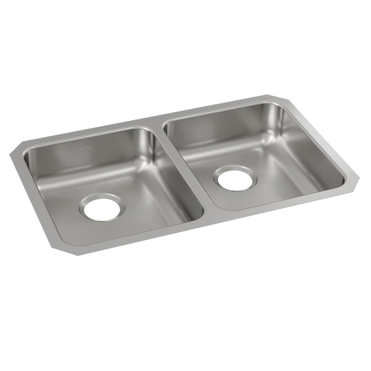 Elkay Lustertone Classic Stainless Steel 30-3/4" x 18-1/2" x 5-3/8", Equal Double Bowl Undermount ADA Sink ELUHAD311855