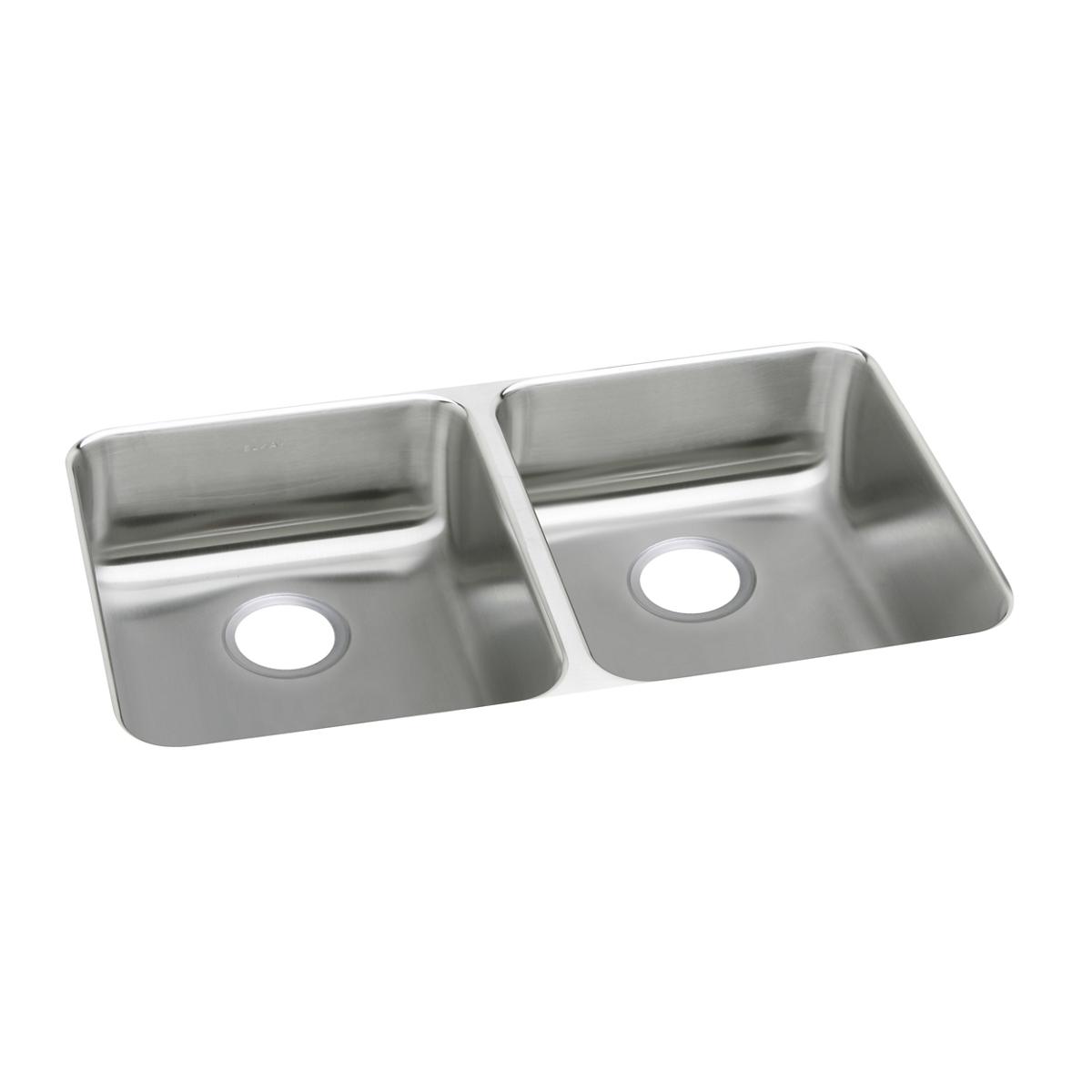 Elkay Lustertone Classic Stainless Steel 35-3/4" x 18-1/2" x 4-3/8", Equal Double Bowl Undermount ADA Sink ELUHAD361845