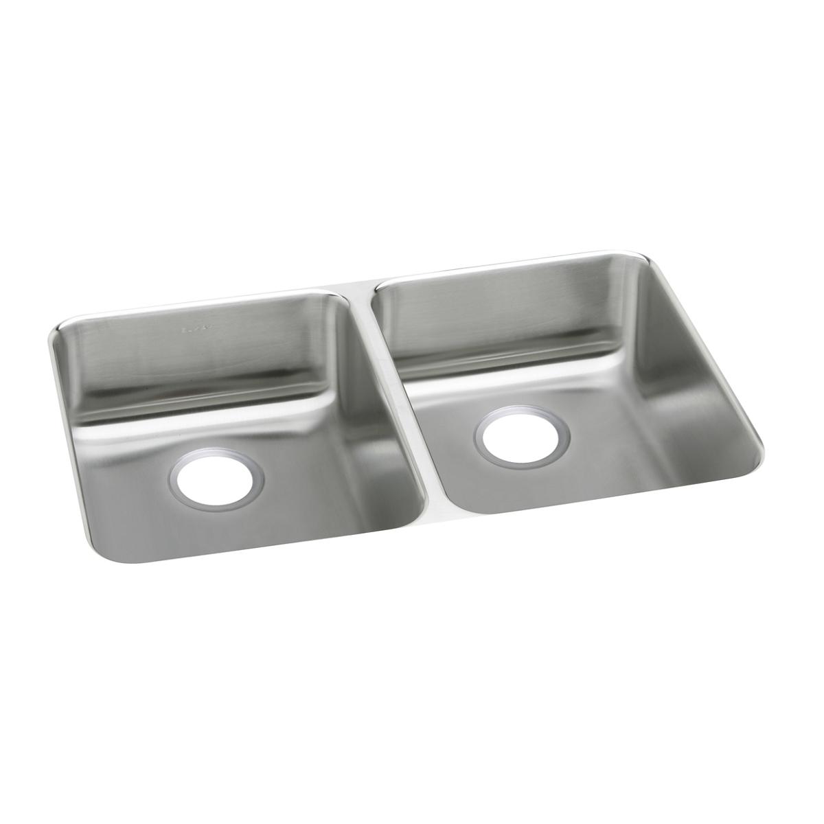 Elkay Lustertone Classic Stainless Steel 35-3/4" x 18-1/2" x 5-3/8", Equal Double Bowl Undermount ADA Sink ELUHAD361855