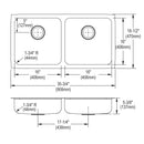 Elkay Lustertone Classic Stainless Steel 35-3/4" x 18-1/2" x 5-3/8", Equal Double Bowl Undermount ADA Sink ELUHAD361855