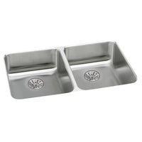 Elkay Lustertone Classic Stainless Steel 31-3/4" x 16-1/2" x 5-3/8", Double Bowl Undermount ADA Sink w/Perfect Drain ELUHAD321655PD