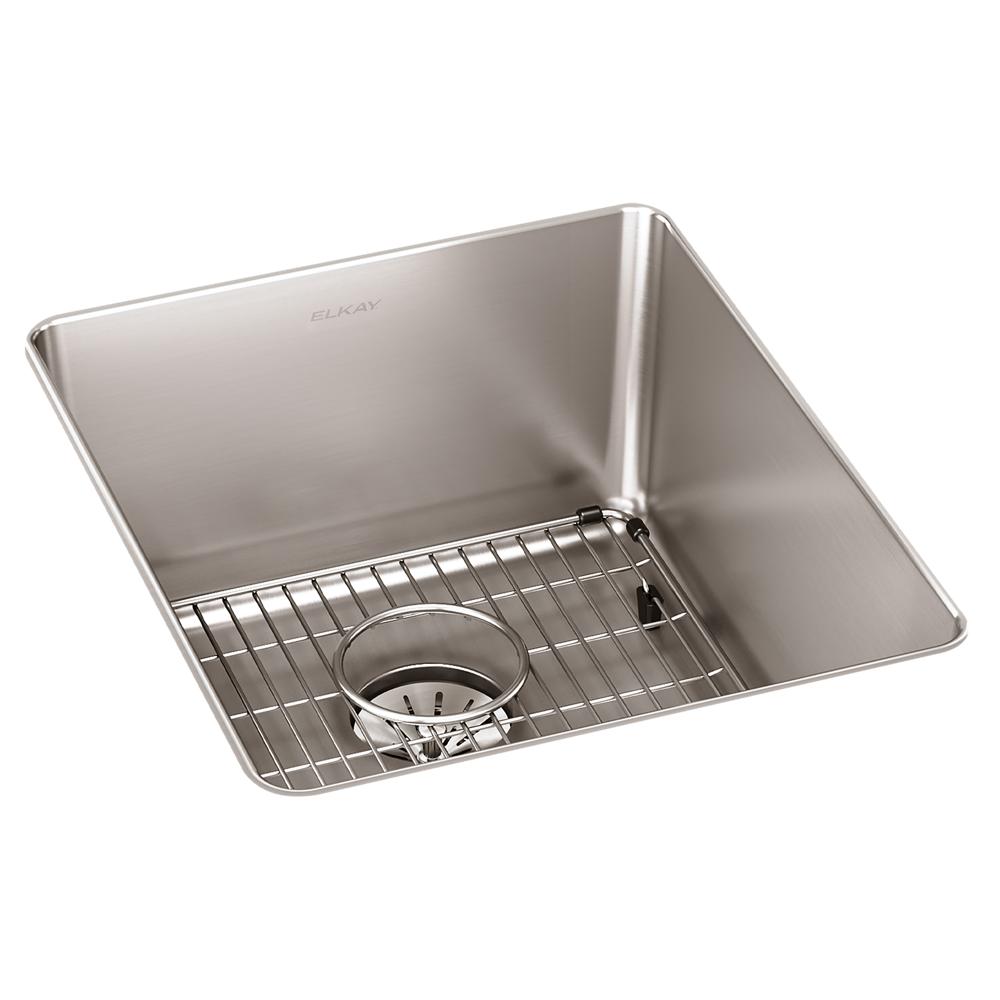 Elkay Lustertone Iconix 16 Gauge Stainless Steel 16" x 18-1/2" x 8" Single Bowl Undermount Sink Kit with Perfect Drain ELUHH1316TPDBG