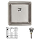 Elkay Lustertone Iconix 16 Gauge Stainless Steel 18-1/2" x 18-1/2" x 9" Single Bowl Undermount Sink Kit with Perfect Drain ELUHH1616TPDBG