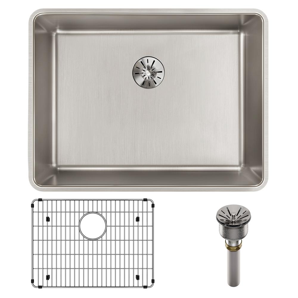 Elkay Lustertone Iconix 16 Gauge Stainless Steel 23-1/2" x 18-1/4" x 9" Single Bowl Undermount Sink Kit with Perfect Drain ELUHH2115TPDBG