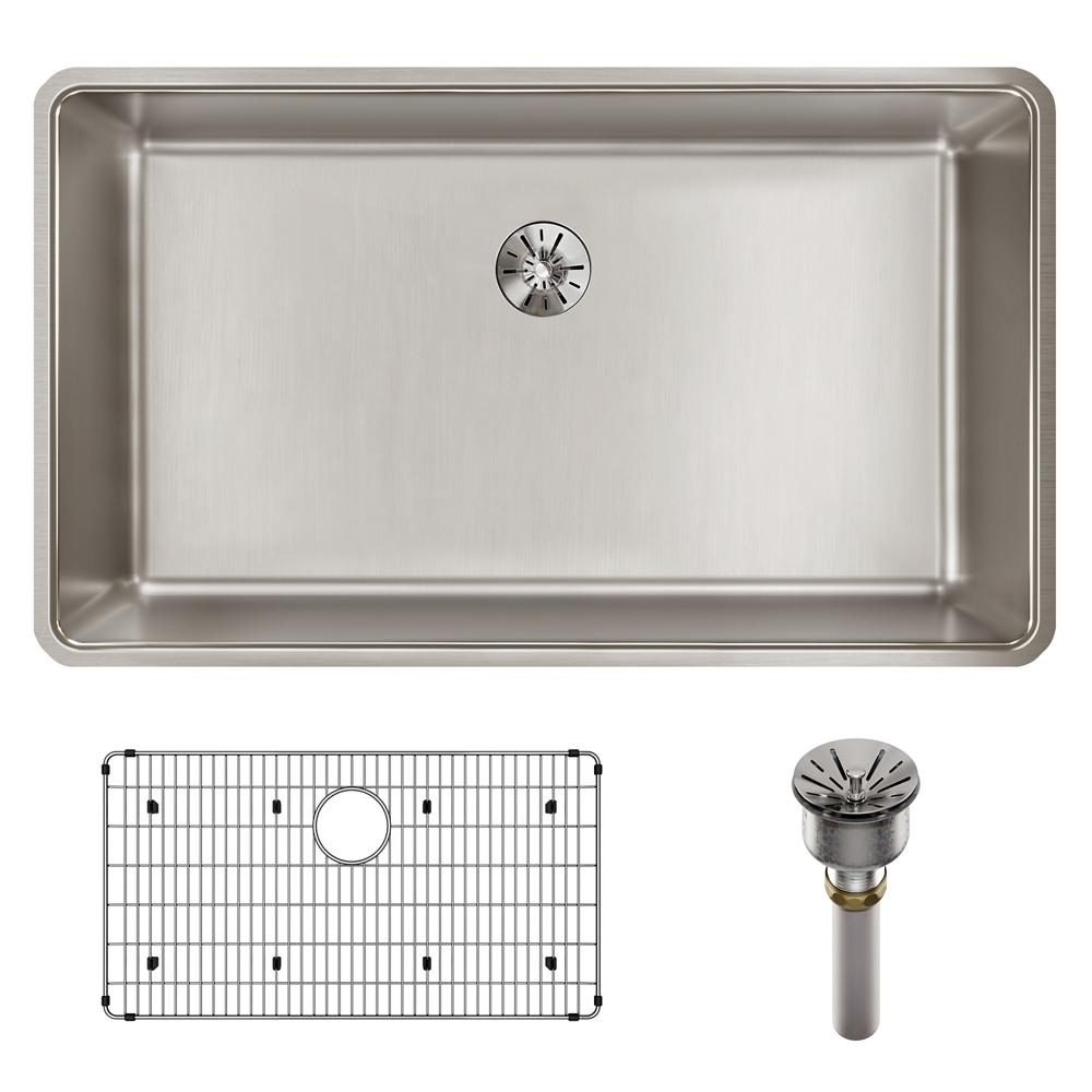 Elkay Lustertone Iconix 16 Gauge Stainless Steel 32-1/2 x 19-1/2" x 9" Single Bowl Undermount Sink Kit with Perfect Drain ELUHH3017TPDBG