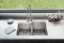 Elkay Lustertone Iconix 16 Gauge Stainless Steel 31-1/4" x 20-1/2" x 9" Double Bowl Undermount Sink Kit with Left Perfect Drain ELUHH3120LTPDBG