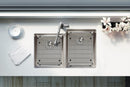 Elkay Lustertone Iconix 16 Gauge Stainless Steel 31-1/4" x 20-1/2" x 9" Double Bowl Undermount Sink Kit with Left Perfect Drain ELUHH3120LTPDBG