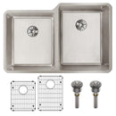 Elkay Lustertone Iconix 16 Gauge Stainless Steel 31-1/4" x 20-1/2" x 9" Double Bowl Undermount Sink Kit with Left Perfect Drain ELUHH3120LTPDBG
