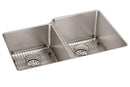 Elkay Lustertone Iconix 16 Gauge Stainless Steel 31-1/4" x 20-1/2" x 9" Double Bowl Undermount Sink Kit with Left Perfect Drain ELUHH3120LTPDBG
