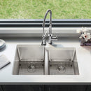 Elkay Lustertone Iconix 16 Gauge Stainless Steel 31-1/4" x 20-1/2" x 9" Double Bowl Undermount Sink Kit with Right Perfect Drain ELUHH3120RTPDBG